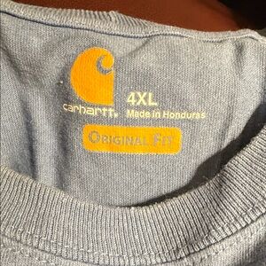 New mens 4XL Carhartt light blue crewneck with yellow logo